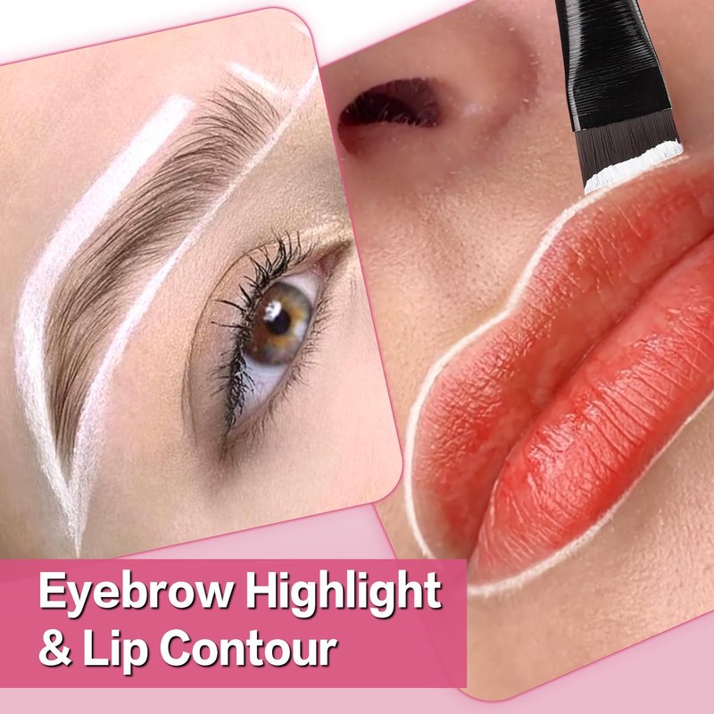 Eyebrow Mapping Kit with White Brow Mapping String, White Mapping Brow Paste, 2 Eyebrow Brush and 5D Soft Silicon Practice Silicone Lips Skin, Create Flawless Eyebrow Shape and Lip Mapping Practice