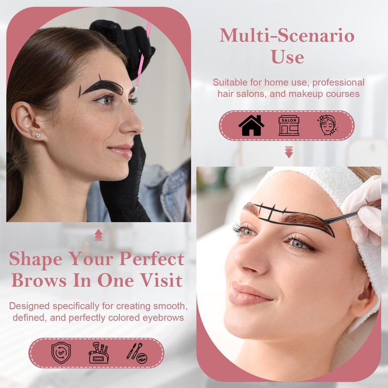 68 Pcs Brow Lamination Supplies with Eyebrow Tattoo Plastic Wrap Brow Mapping String Angled Flat Eyeliner Brush Disposable Micro Eyebrow Spoolies Lip Brush Swabs for Eyebrow Lift Tint