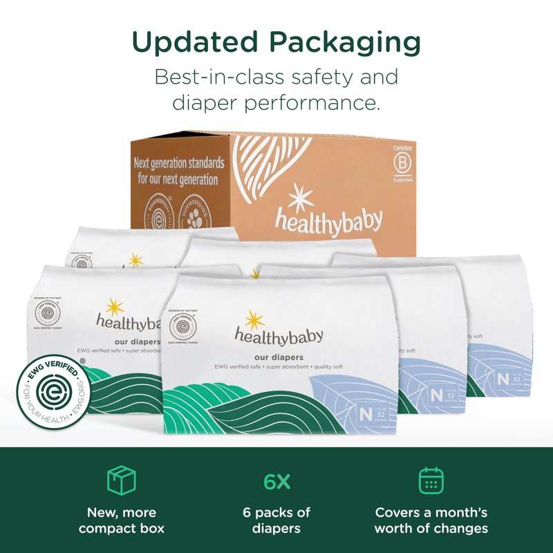 Our Diapers | The First EWG Verified & Microbiome-Friendly Diaper | Size NB (<10 lbs) 32 Count | 12-Hour Leak Protection | Made with Organic Cotton & Plant-Derived Materials | Totally Chlorine Free