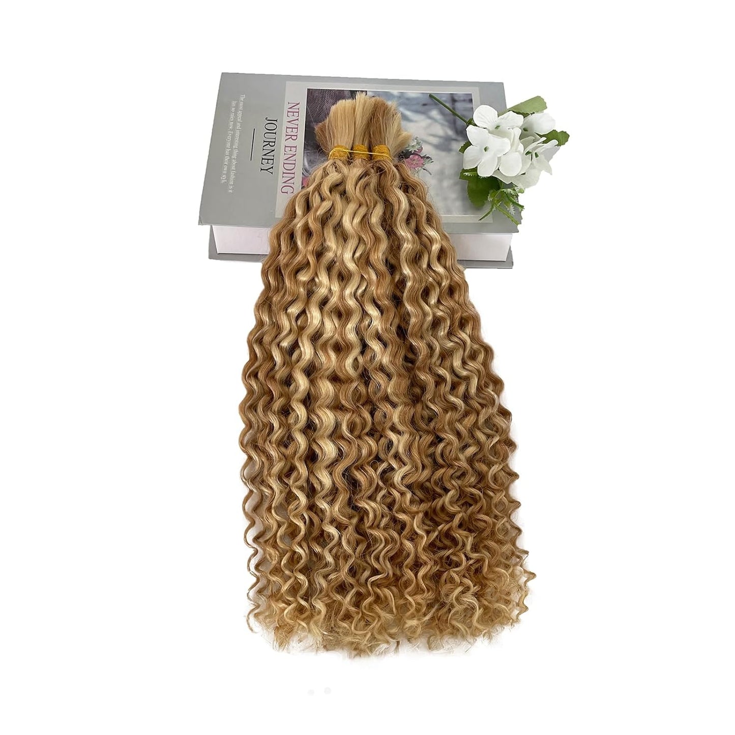 Honey Blonde Water Wave Braiding Hair - Ombre Bulk Human Hair Extensions | 2 Bundles, 100g, 16”