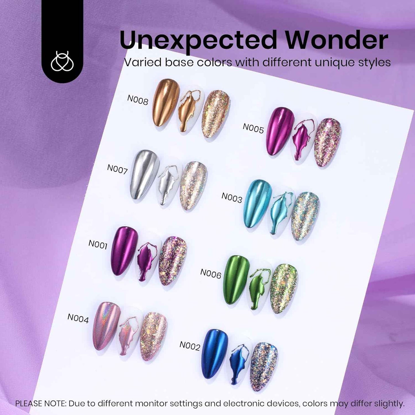 Beetles Gel Nail Polish Kit - 35 Colors + UV Light & 8 Chrome Powders for Stunning Nails