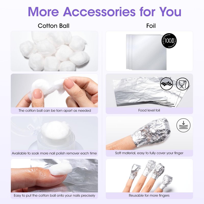 Gellen 16 Fl Oz Nail Polish Remover Non Acetone, Professional Nail Polish Remover Pump | Soak off Gel Polish Remover Kit for Nails | Multifunctional 5 in 1 Gel Nail Remover