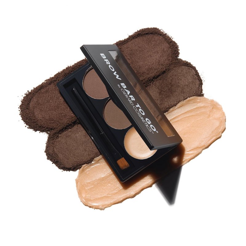 Brow Bar To Go by Gerard Cosmetics (Medium to Ebony), Eyebrow Trio Kit with Brow Powder, Brow Wax, and Angled Brush, Eyebrow Powder Dark Brown, Cruelty Free & Made in the USA