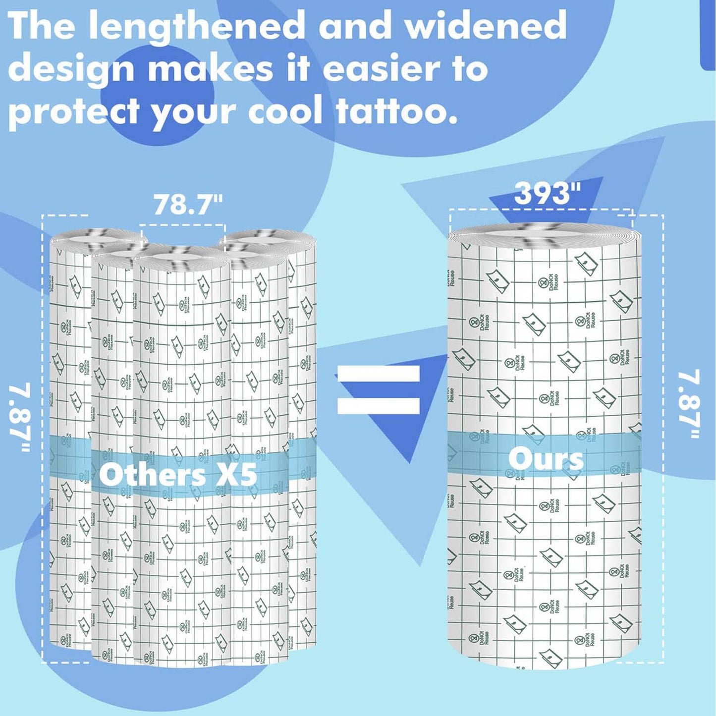 Tattoo Aftercare Waterproof Bandage (7.87 in x 10.9 Yd Roll) Second Skin Wound Healing Protective Skin Adhesive Bandages Transparent Dressing Bandages Tattoo Supplies