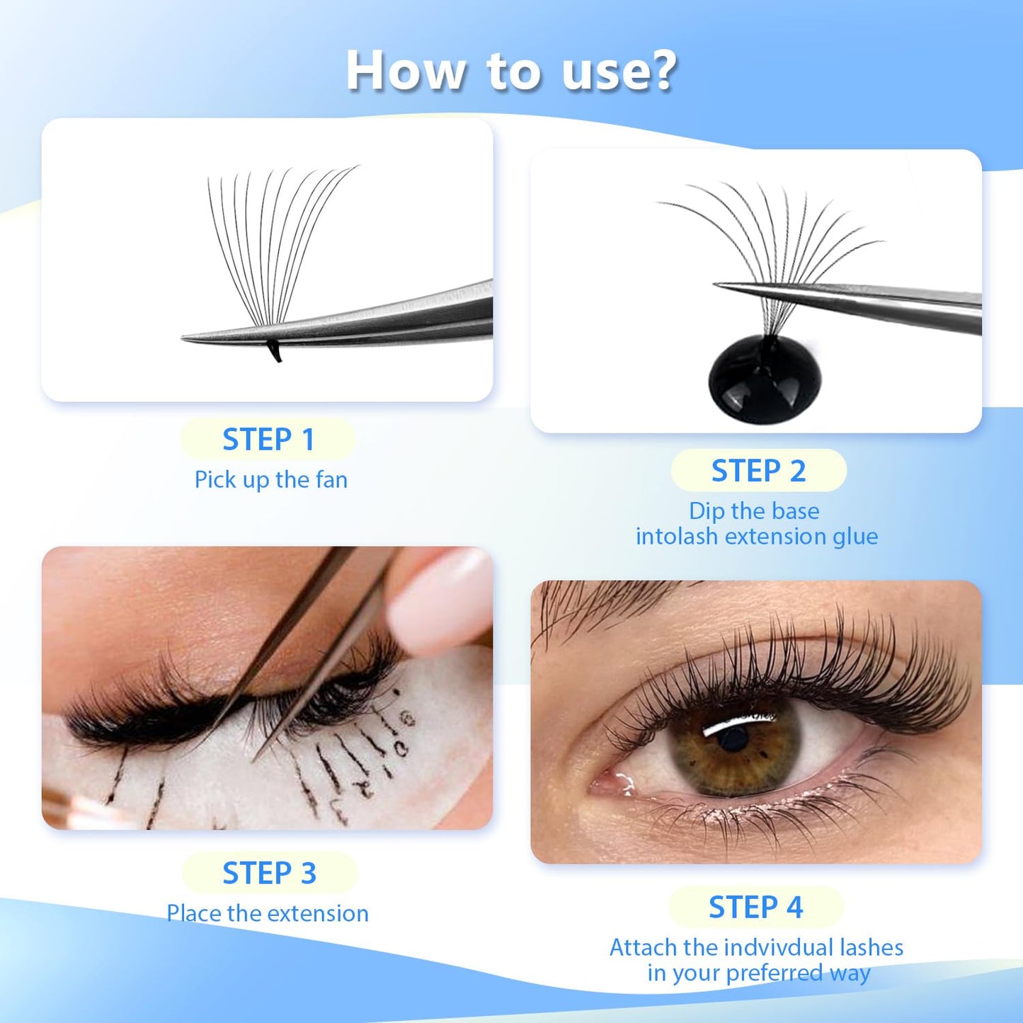 Dedila Short Stem Nature Long 10D Premade Fans Dramatic Volume Eye Lashes Extensions Thickness 0.07mm D Curl Soft and Light Weight Individual False Eyelashes Cluster (12MM)