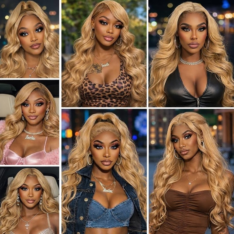 KODRHAR Honey Bundles Brown Human Hair Body Wave 10 12 14 Inch Body Wave Human Hair Weave 3 Bundles Silky Hair Bundles Brazilian 3 Bundles Human Hair Extensions for Women Deals 27 Color Bundles