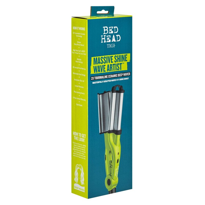 Bed Head Wave Artist Deep Waver | Combat Frizz, Get Long Lasting Results, & Add Massive Shine for Beachy Waves | With Tourmaline Ceramic Technology (Green)