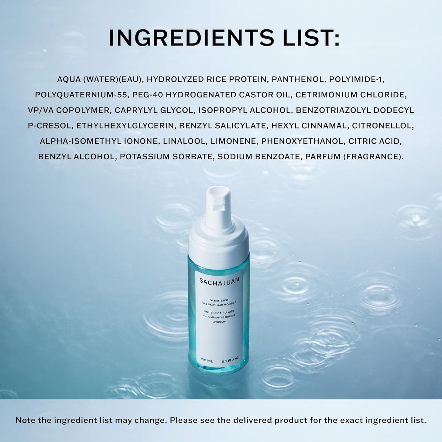 SACHAJUAN Ocean Mist Volume Hair Mousse | Lightweight Volumizing Mousse for Lift, Grip & Texture | Soft, Touchable Finish & Shine | Ocean Silk Technology | Vegan & Paraben-Free | 5.1 fl oz