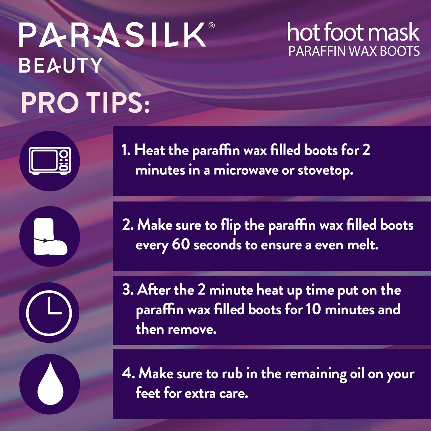 Parasilk Beauty Hot Foot Mask – 1 Pair Self Contained Paraffin Wax Boots for Intensive Hydration. Infused with Coconut Oil, Argan Oil, Marula Oil, and Vitamin E. One Size Fits Most