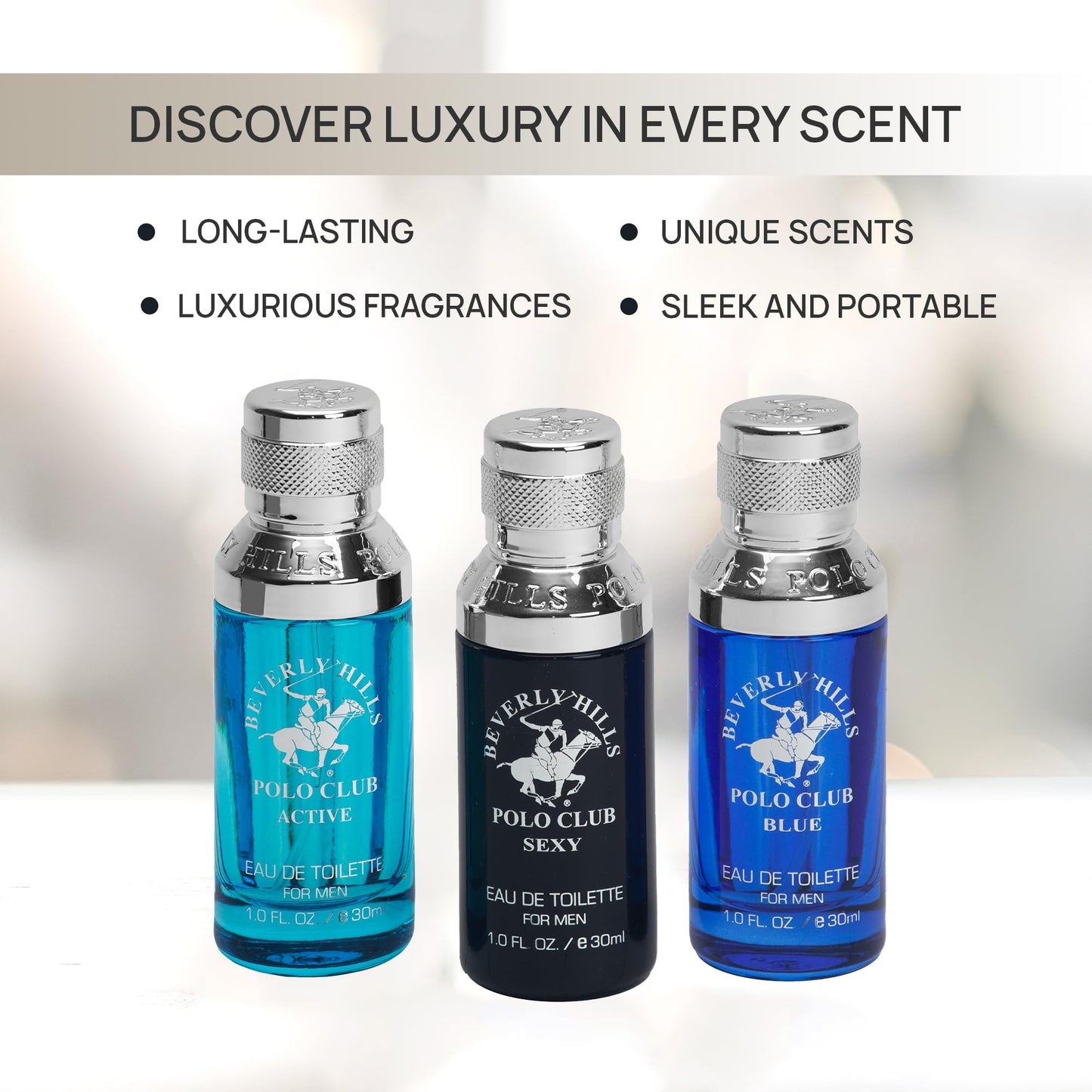 Beverly Hills Polo Club MENS 3PC SLIDER - BLUE VARIANT - CONTAINS BLUE/SEXY/ACTIVE 1OZ EDTs