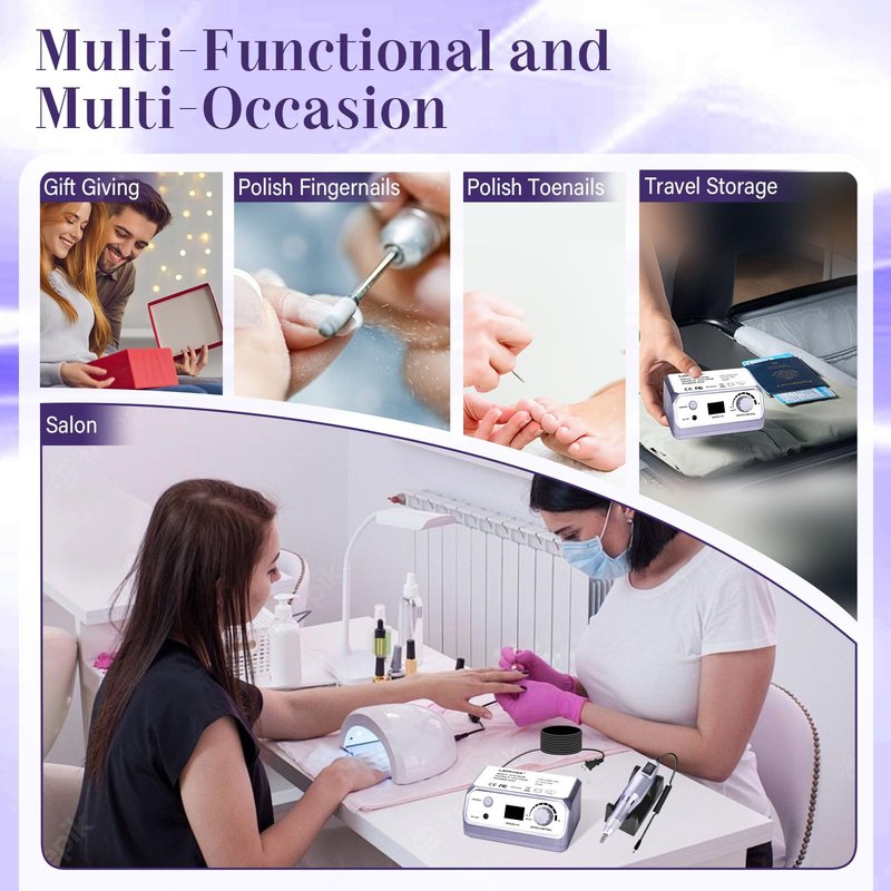 LIERKISS Nail Drill 35000RPM Electric Nail File Drill Nails Machine - Professional Nails Drill with 100pcs Sanding Bands and Nail Drill Bits for Acrylic, Gel Nail Manicure & Pedicure