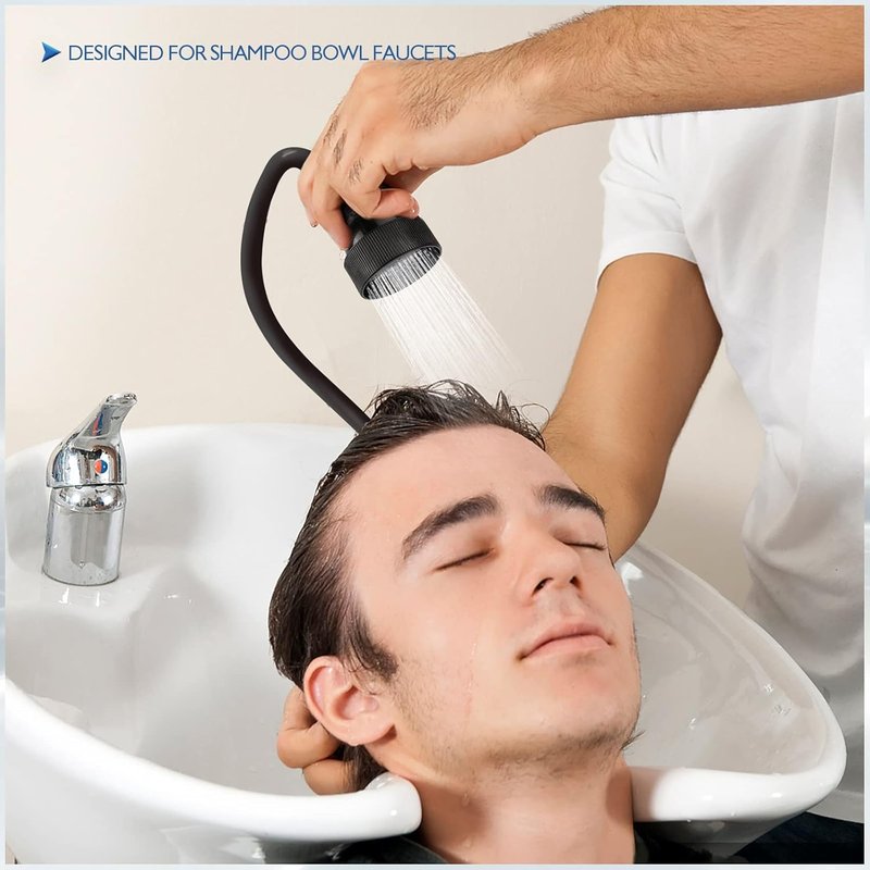 LukLoy 2 Pack UPC Certified Salon Shampoo Bowl Sprayer Head with Black Rubber Hose, Professional Salon Sink Replacement Part for Salon Barber Shop Spa, 1/4" Thread