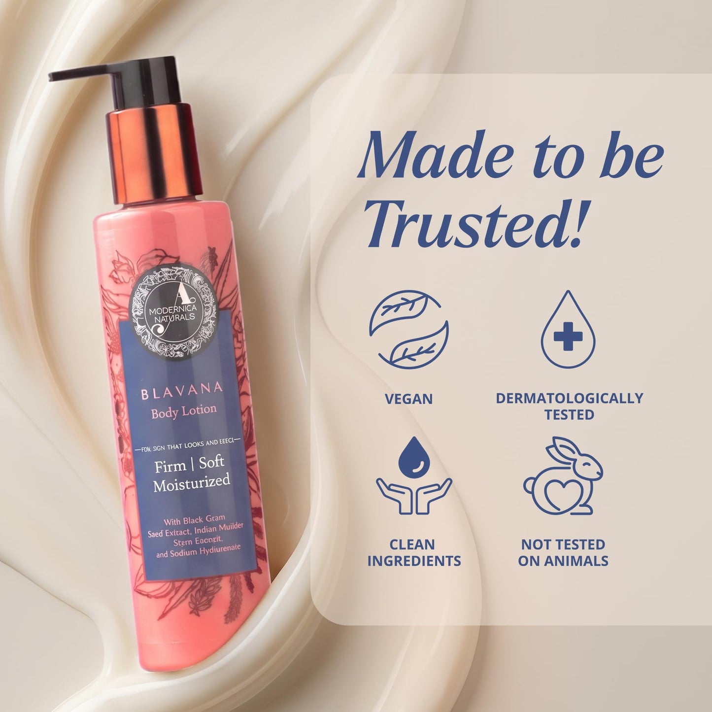 Blavana Body Lotion—Intensely Moisturizes Dry, Crepey Skin on the Neck, Arms, Thighs & Legs | Fast-Absorbing, Lightweight | Black Gram + Indian Madder + Sodium Hyaluronate + Glycerin | 6.25 fl. oz