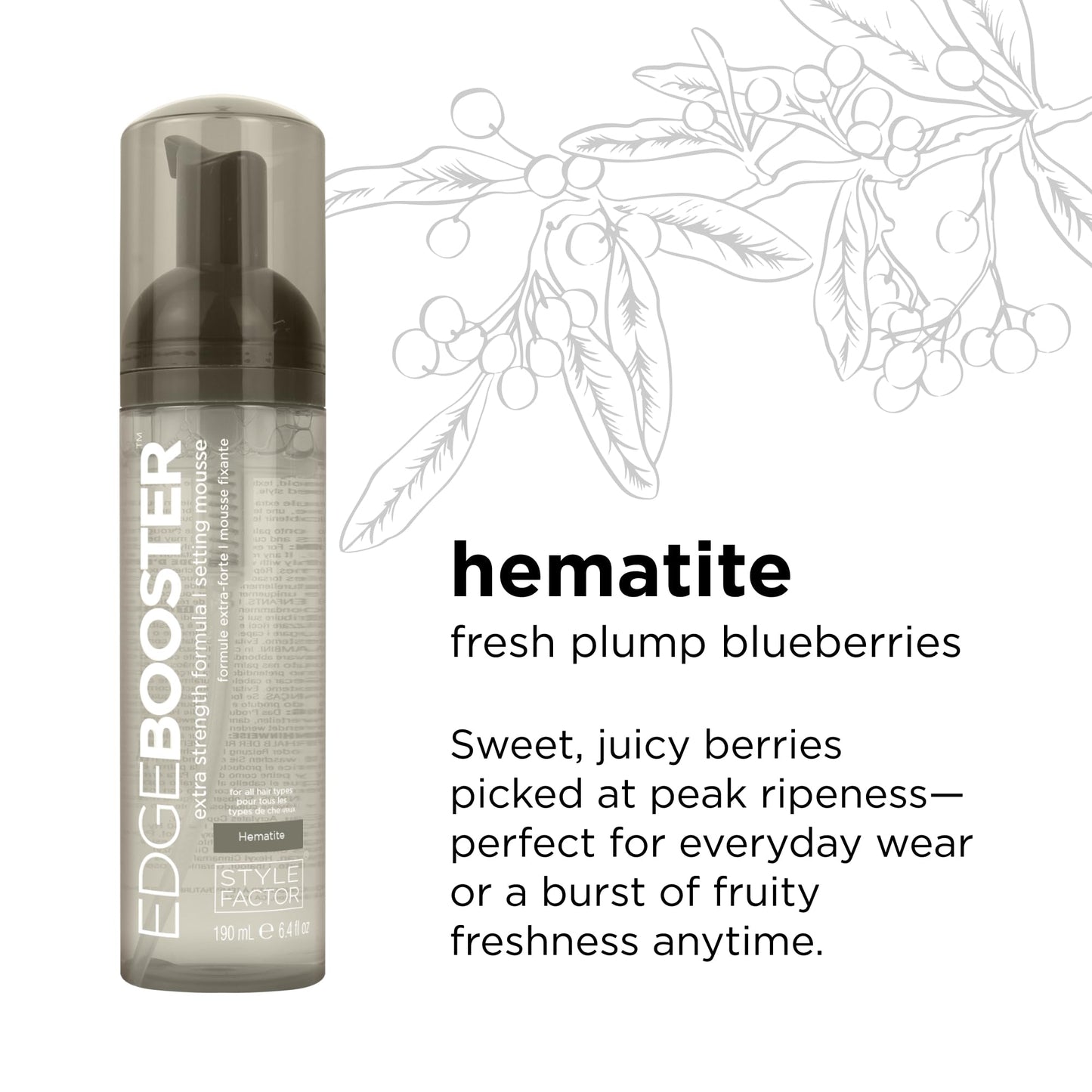 Style Factor EDGE BOOSTER Extra Strength Setting Mousse Travel Size – Frizz Control, Extra Volume, and Conditioning – 2.5oz Hematite Mousse for Curly Hair