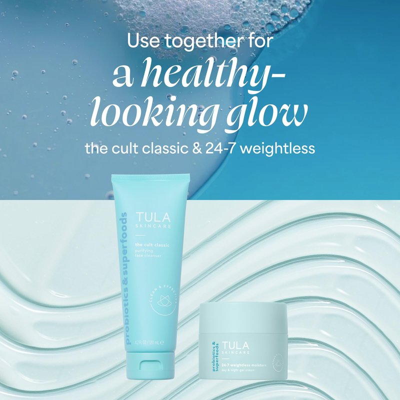 TULA Skin Care 24-7 Weightless Moisture Hydrating Day & Night Cream - Travel-Size, Anti-Aging Lightweight Gel Cream Moisturizer for Face, Contains Watermelon & Blueberry Extract, 0.5 oz.