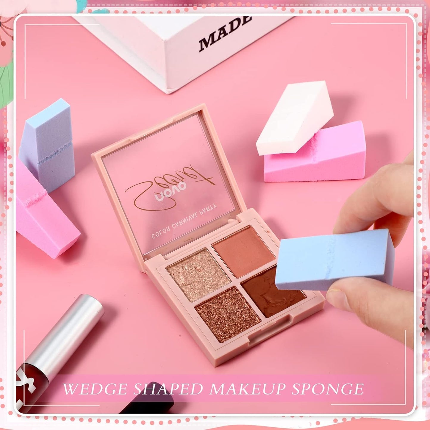 Makeup Wedges Sponges - 480 Pieces Triangle Applicators for Foundation & Eye Shadow | 4 Colors