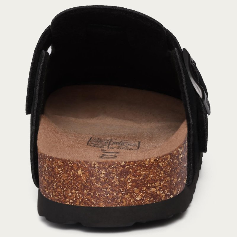 KIDMI Unisex Vegan Suede Clogs Leather Mules Womens Mens Cork Footbed Potato Shoes with Arch Support, Vegan Suede Black, Size 37