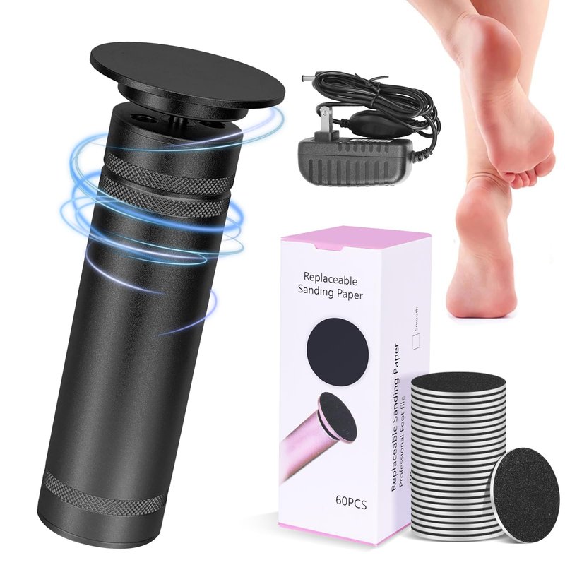 Hocent Upgrade 1200RPM Electric Callus Remover for Feet, Powerful Electric Foot File with 60 Sandpaper Discs, Adjustable Speed, Plug-in Pedicure Tool for Cracked Heels & Dead Skin, Black