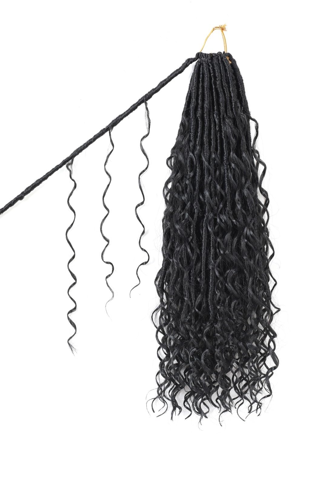 9 Packs Boho Faux Locs Crochet Hair 18Inch Goddess Locs with Curly Ends Long Bohemian River Pre Looped Faux Locs Crochet Hair for Black Women (18Inch,1B)