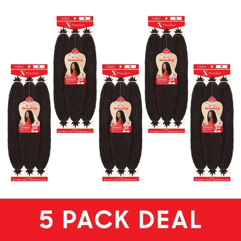 Outre X-Pression - Twisted Up - Springy Afro Twist 24" 3X (5 Pack, DARK BROWN 2)