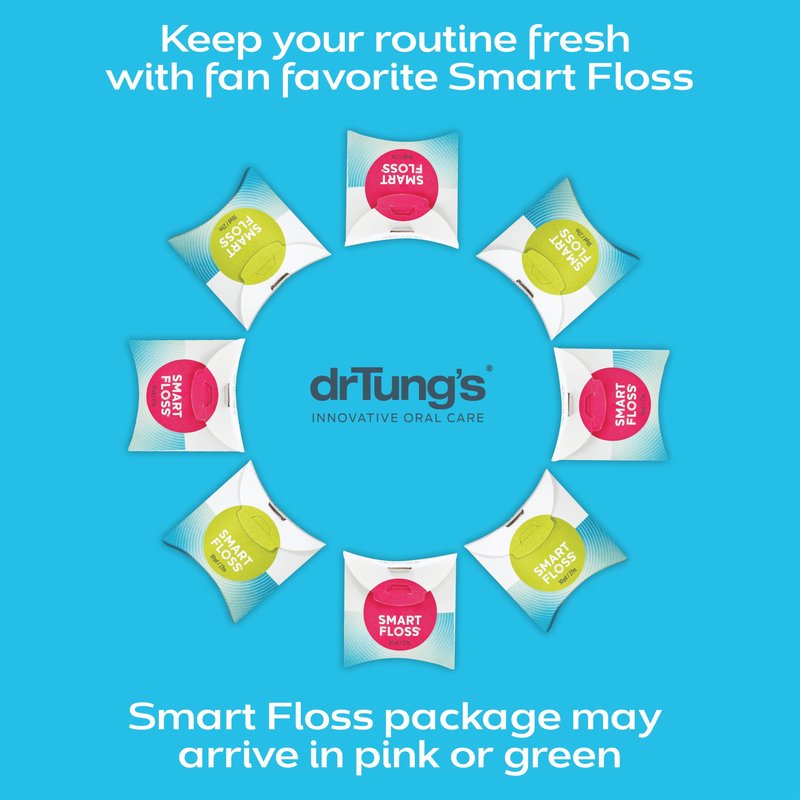 DrTung's Smart Floss - Natural Floss, PTFE & PFAS Free Floss, Gentle on Gums, Expands & Stretches, BPA Free Floss - Natural Dental Floss Cardamom Flavor (Pack of 6)