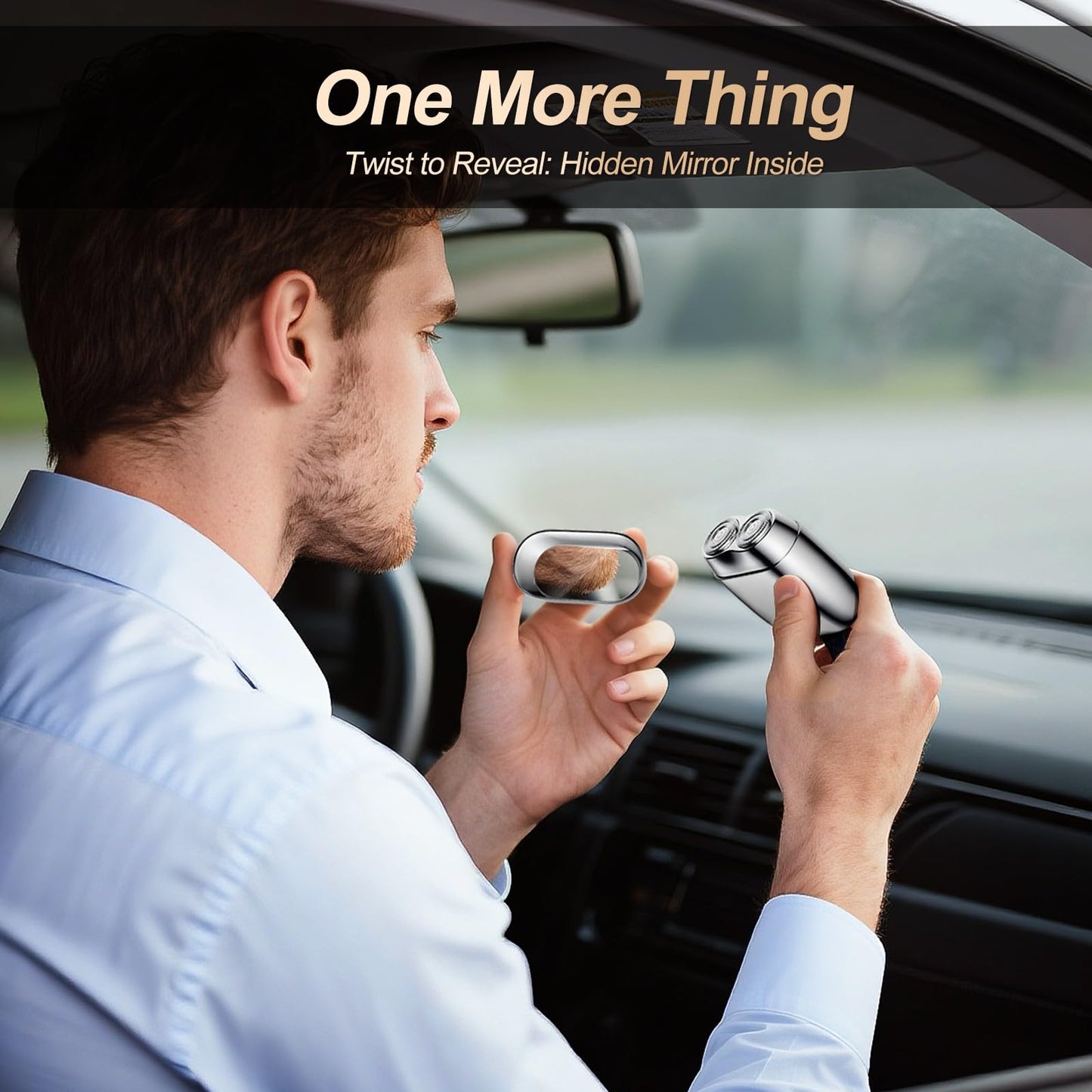 Alloy Mini Shaver for Men – Portable Travel Rechargeable Razor with Mirror Cap, Waterproof, Smooth & Close Shave, Ideal Gift for Husband Boyfriend, RX40 Silver