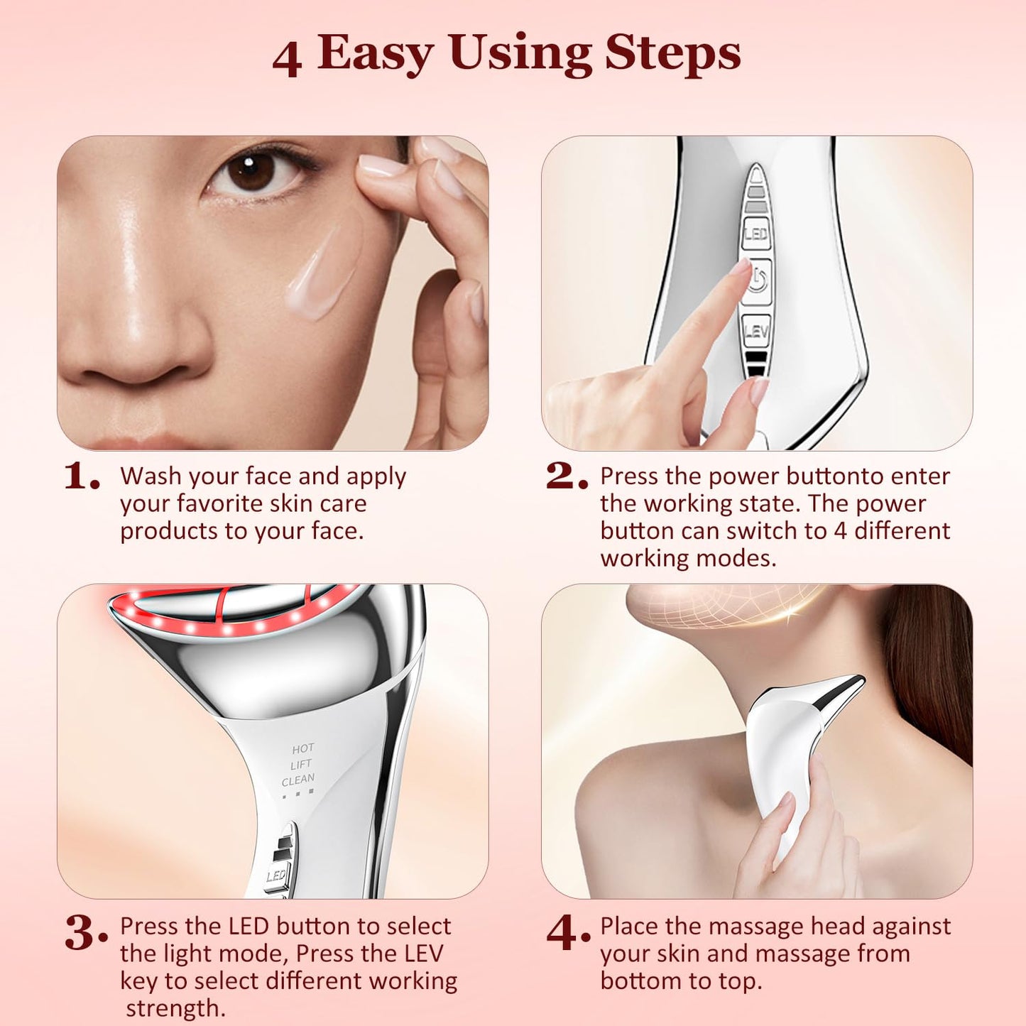 5 color beauty device for face and neck
