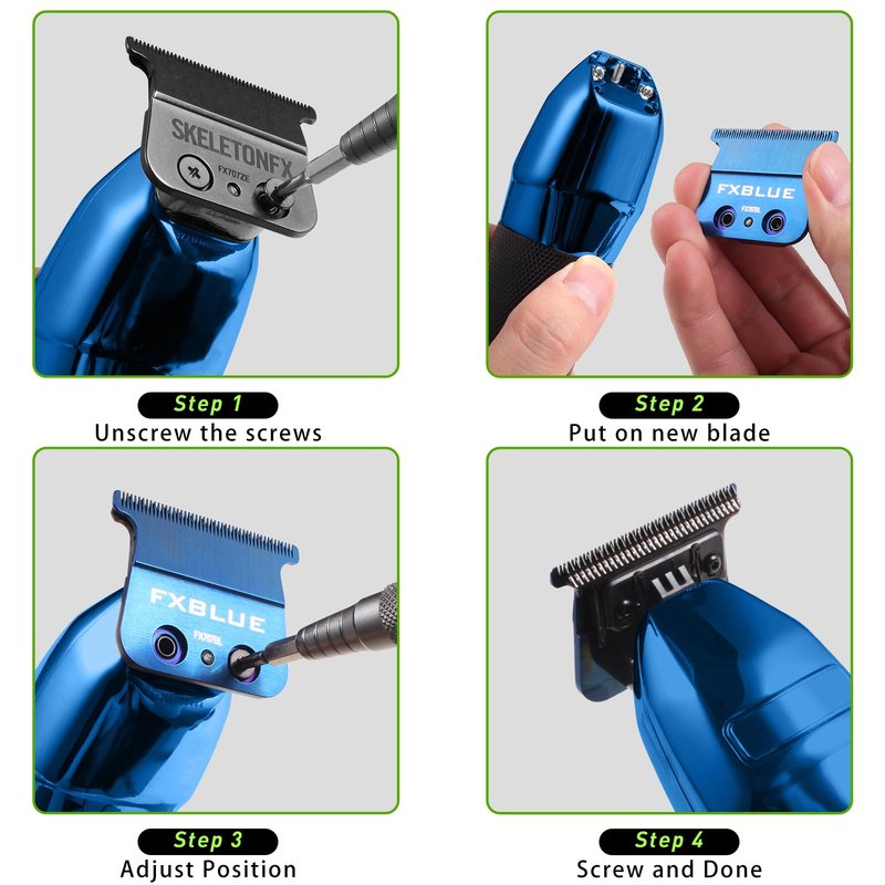 FX707BL Replacement Blades for All FX787 & FX726 Trimmers, GOTTOG FXBLUE Zero-Gapped Replacement Blades Compatible with BaByli*s* Trimmer Blades (FX707BL) - Blue