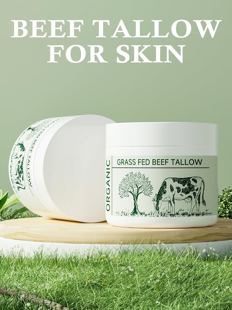 Beef Tallow Moisturizer - Nourishing Whipped Tallow Cream | Unscented, 2-Pack for Skin Care