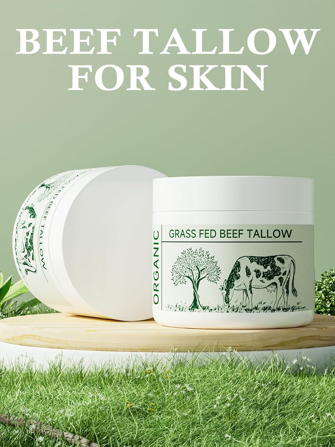 Beef Tallow Moisturizer - Nourishing Whipped Tallow Cream | Unscented, 2-Pack for Skin Care