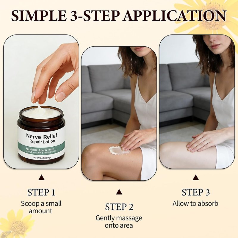 Nerve Cream for Neuropathy Relief | Daily Nourishing Lotion for Knee, Lumbar, Neck, Hand & Foot - 3.35 oz