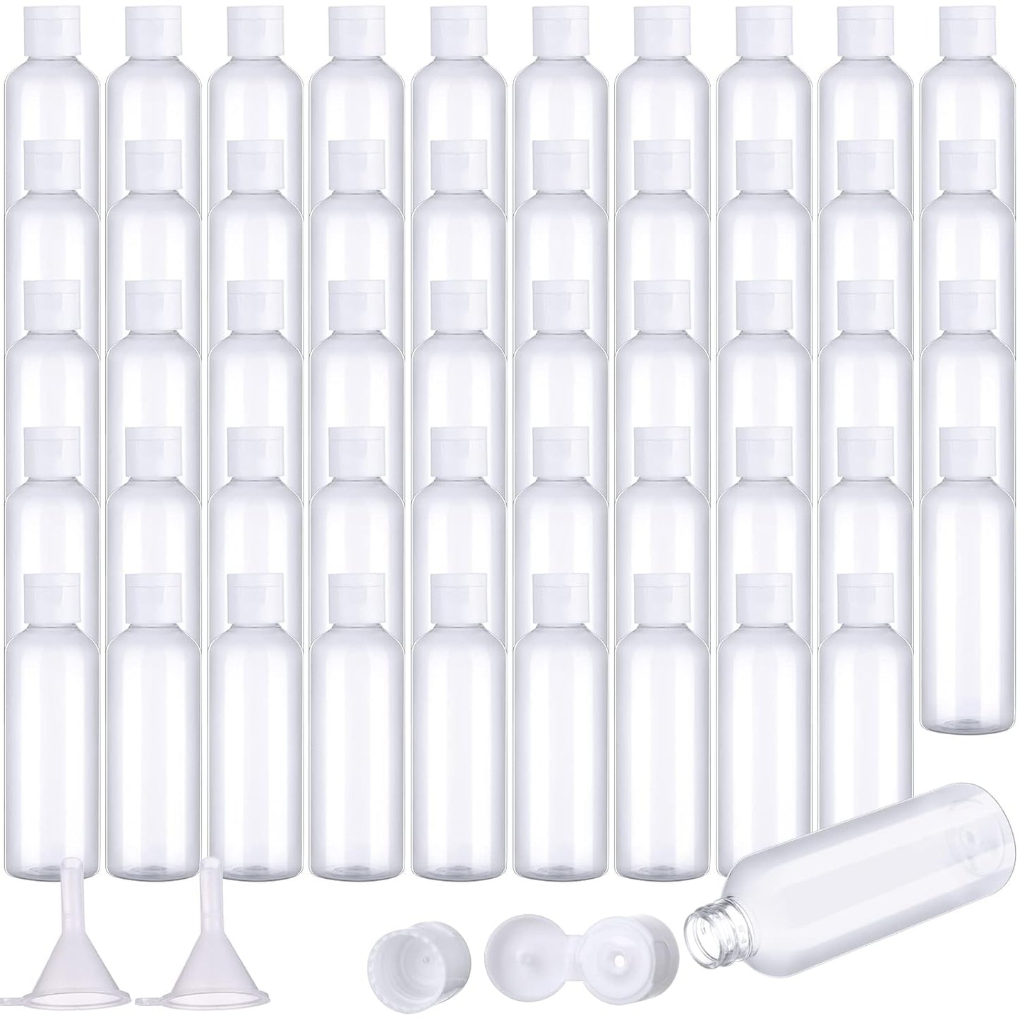 Travel Bottles - 50 Pcs 3.4 oz TSA Approved Leakproof Plastic Containers | Clear Refillable Bottles for Toiletries & Liquids