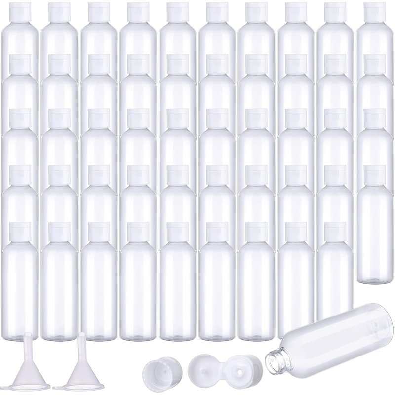 Travel Bottles - 50 Pcs 3.4 oz TSA Approved Leakproof Plastic Containers | Clear Refillable Bottles for Toiletries & Liquids