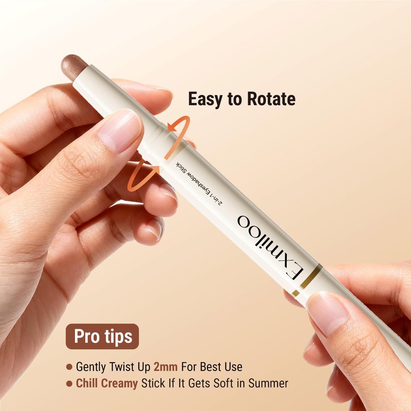 exmiloo Eyeshadow Stick - 2-in-1 Dual-Ended Cream Eye Shadow Stick - Matte &Shimmer Shades, Waterproof Long Lasting Eyeshadow for Everyday Eye Makeup, Crease-Proof, Vegan & Cruelty-Free