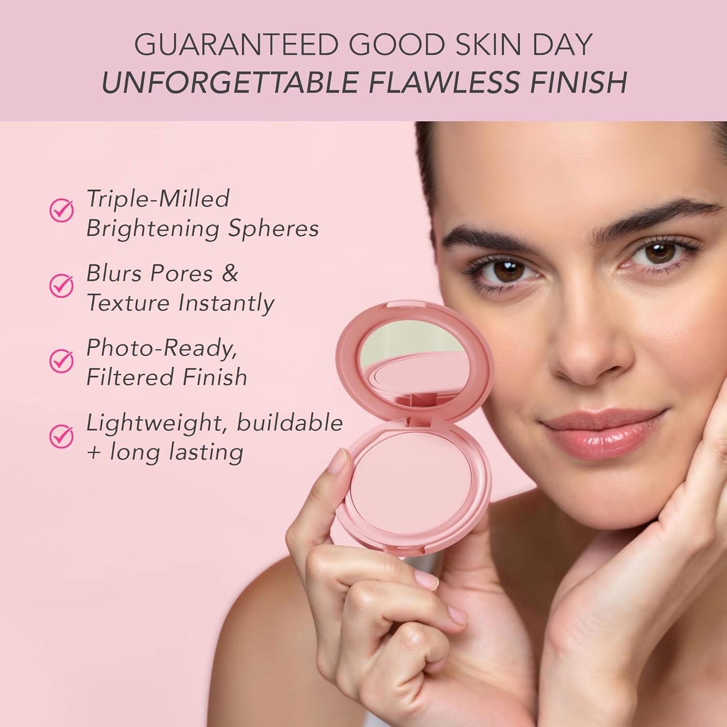 Doll 10 Pink Power Pressed Setting Powder | Blurring & Brightening Face Makeup - Vegan, Talc-Free - 4 Month Supply