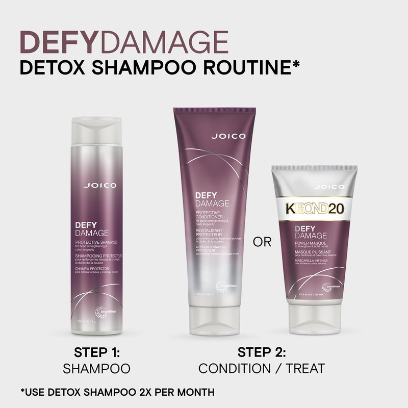 Joico Defy Damage Detox Shampoo | Removes Chlorine, Hard Water Residue, Product Buildup, Metals, & Trace Minerals | Strengthens Bonds & Preserves Hair Color | Vegan | Sulfate-Free | 10.1 Fl Oz