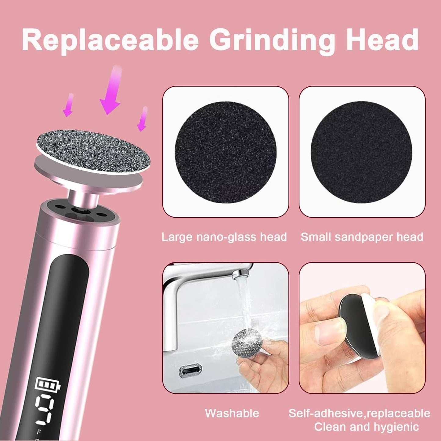 Electric Foot Callus Remover & Nail Drill - Cordless, 11000RPM, 9 Speeds, Digital Display, 10 Grinding Heads & 20 Sandpaper Discs