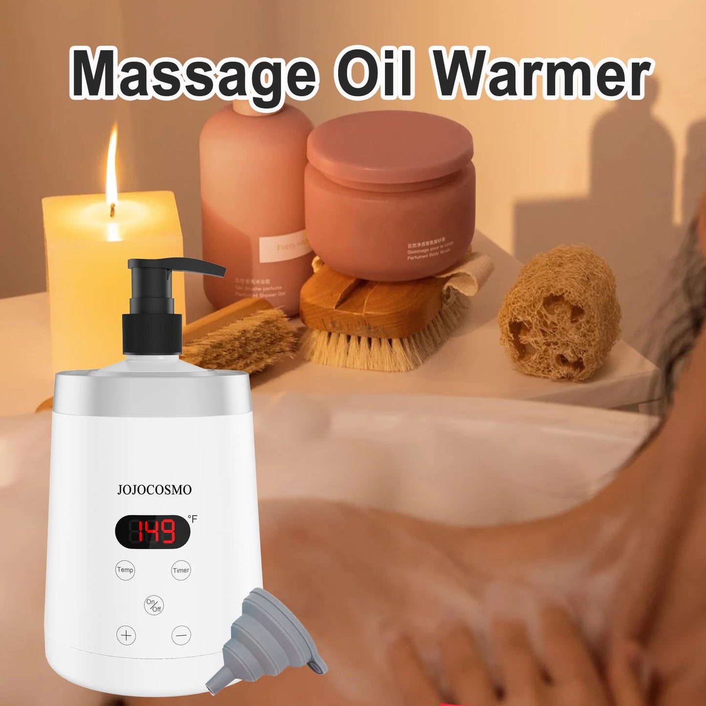 JOJOCOSMO Massage Oil Warmer Professional Lotion Warmers for SPA, Automatic Oil Lotion Cream Warmer For Salon, Home, with Two Oil Bottle Dispenser (White)