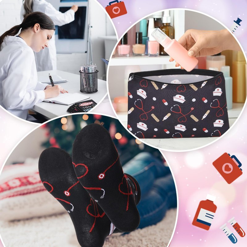 Fulmoon 40 Pcs Cna Week Appreciation Gifts Bulk 2026 Nurse Gifts for Women Novelty Socks Makeup Bags Keychains Notebooks Ballpoints for Cna Nurse Graduation
