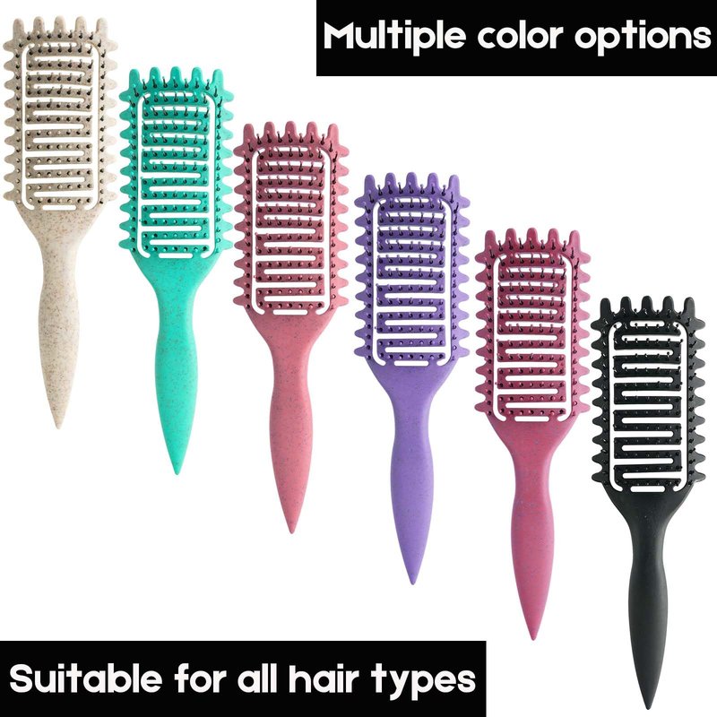 Curl Defining Brush for Curly Hair, Vented Detangling Hair Brush for Wet and Dry Styling, Curved Brush for Shaping and Smoothing Curl Clumps, Lightweight Hair Brush (Beige)
