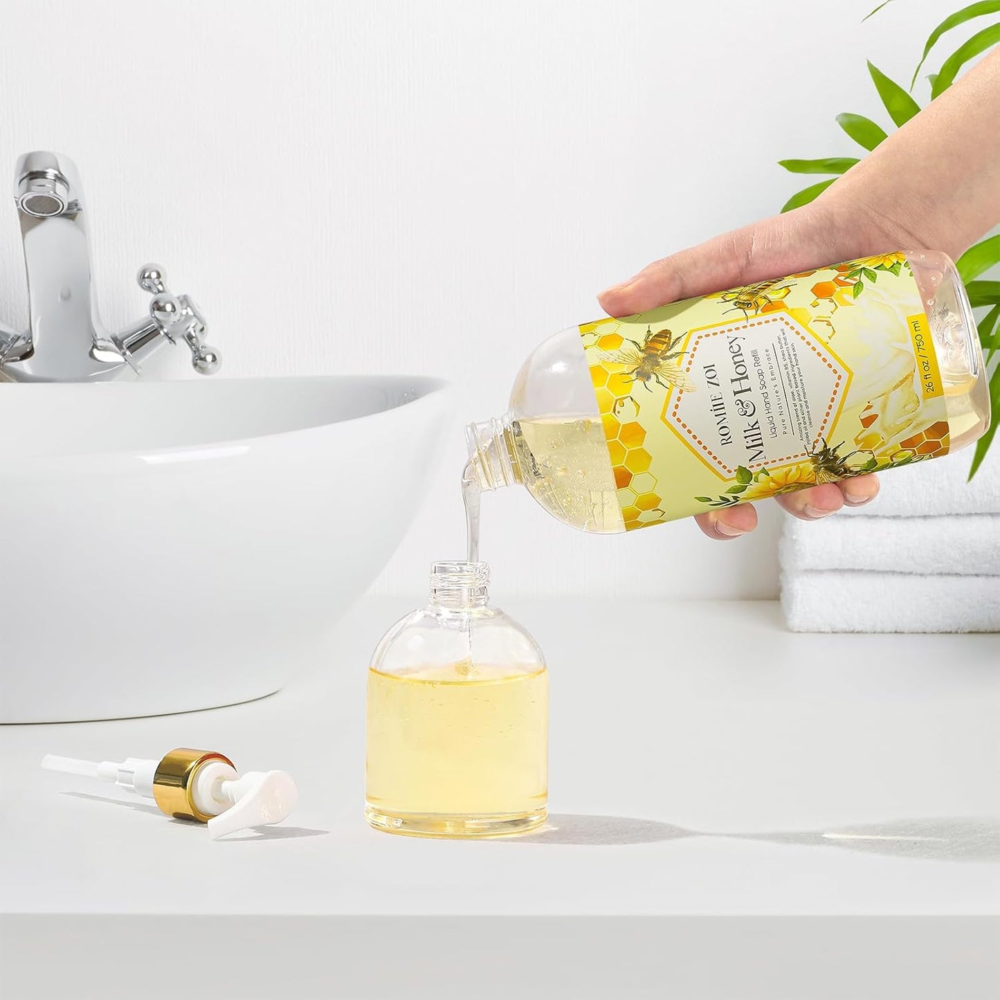 Sweet Vanille Liquid Hand Soap Refill Gift Set – 3 Pack (26 Fl Oz Each), Plant-Based & Biodegradable for Kitchen & Bathroom