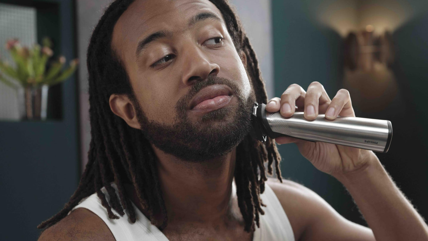 PHILIPS Norelco Multigroom 9000 Series MG9740-18-in-1 Precision Trimmer for Face, Head, and Body with Titanium Blades, 6-Hour Battery Life, and Showerproof Design, Packaging May Vary (Renewed)