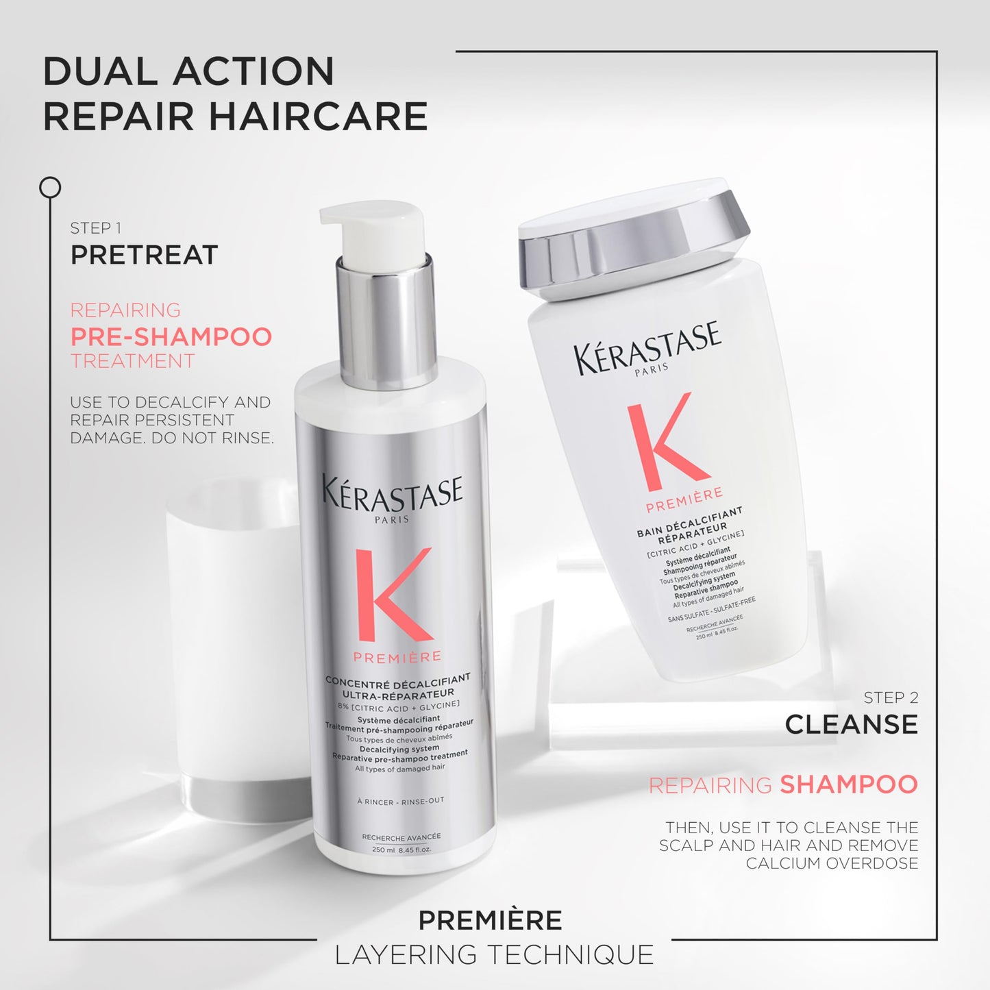 Kerastase Premiere Repair Pre-Shampoo Treatment For Damaged Hair - Dual-Action for Stronger Hair, Repairs Damage & Calcium Build-Up, 93% Less Breakage, With Citric Acid