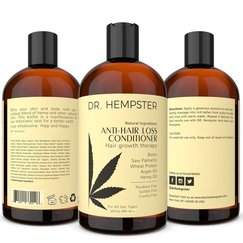 Women's and Men's Hair Growth Conditioner - Biotin and Hemp Anti Hair Loss Treatment for Thinning Hair - Natural and Organic Thickening and Volumizing Ingredients - No Parabens or Sulphates