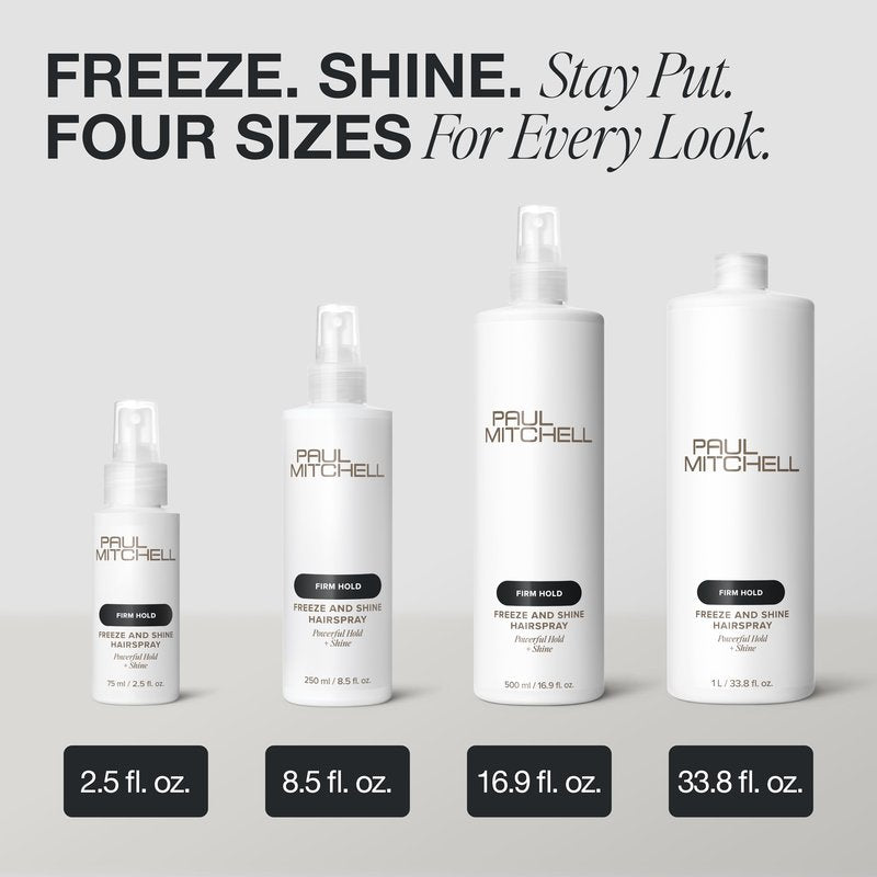 Paul Mitchell Freeze and Shine Hairspray, Powerful Hold + Shine, For Coarse Hair, 16.9 fl oz