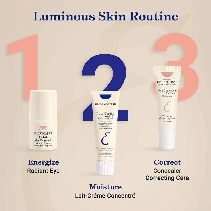 Embryolisse Concealer Correcting Skincare, Pink, Covers Dark Circles & Puffiness. Hydrating Under Eye Makeup with Age-Defying Vitamin B3 & E, 0.27 Fl Oz