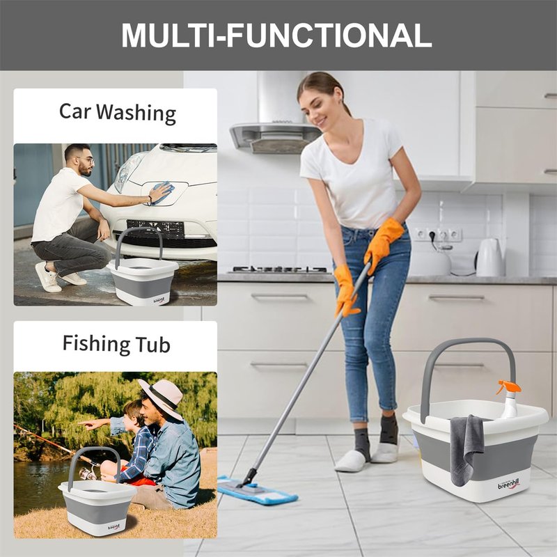 Foldable Foot Bath Basin, Collapsible Foot Soak Tub, Multifunction Plastic Basin with Handles,Foot Tub for Soaking Feet,Grey