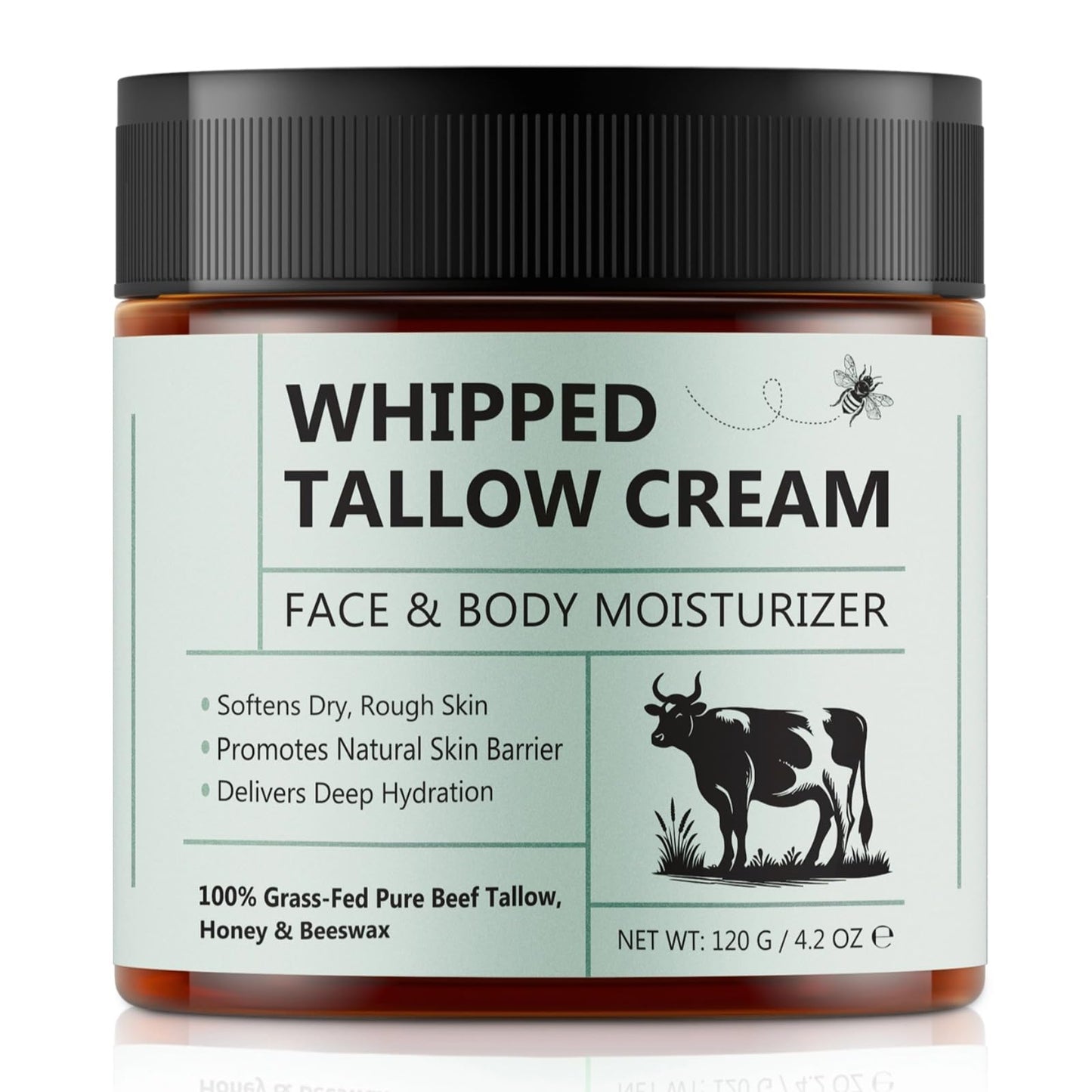 laraspi Beef Tallow for Skin, Beef Tallow Moisturizer, 8.4 oz Organic Whipped Grass Fed Beef Tallow with Honey Cream for Face & Body, Unscented