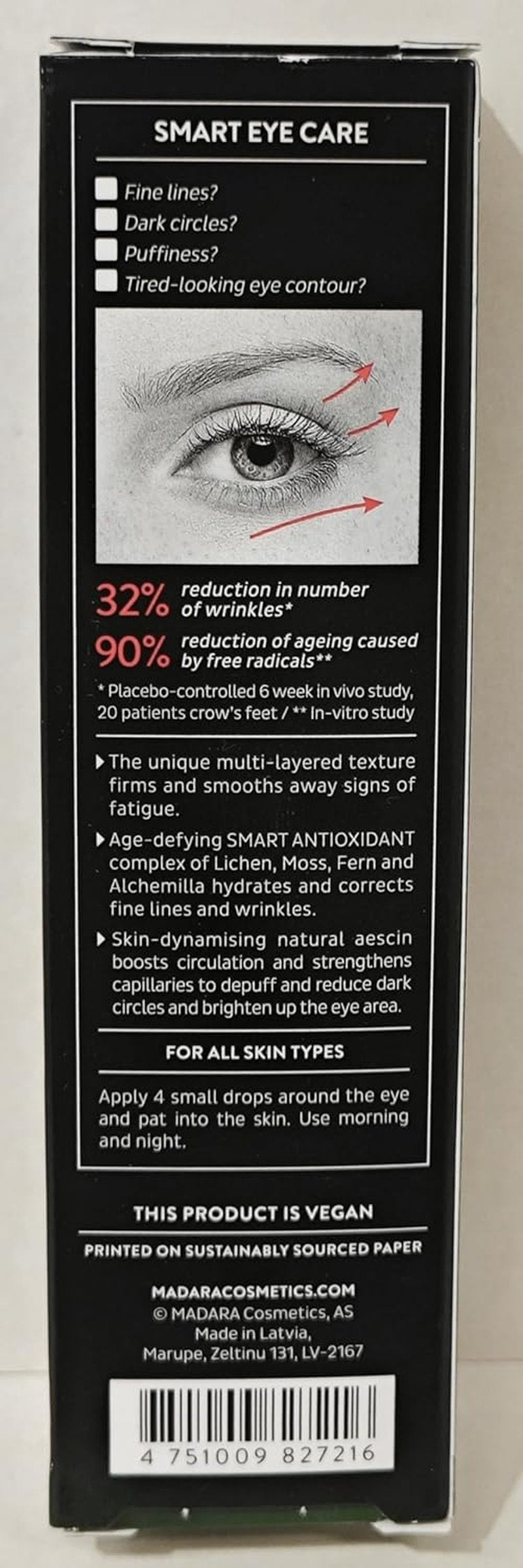 Madara Organic Skincare | Anti-Fatigue Eye Rescue Cream - 15 ml, Natural Antioxidants & Caffeine, Vegan Formula