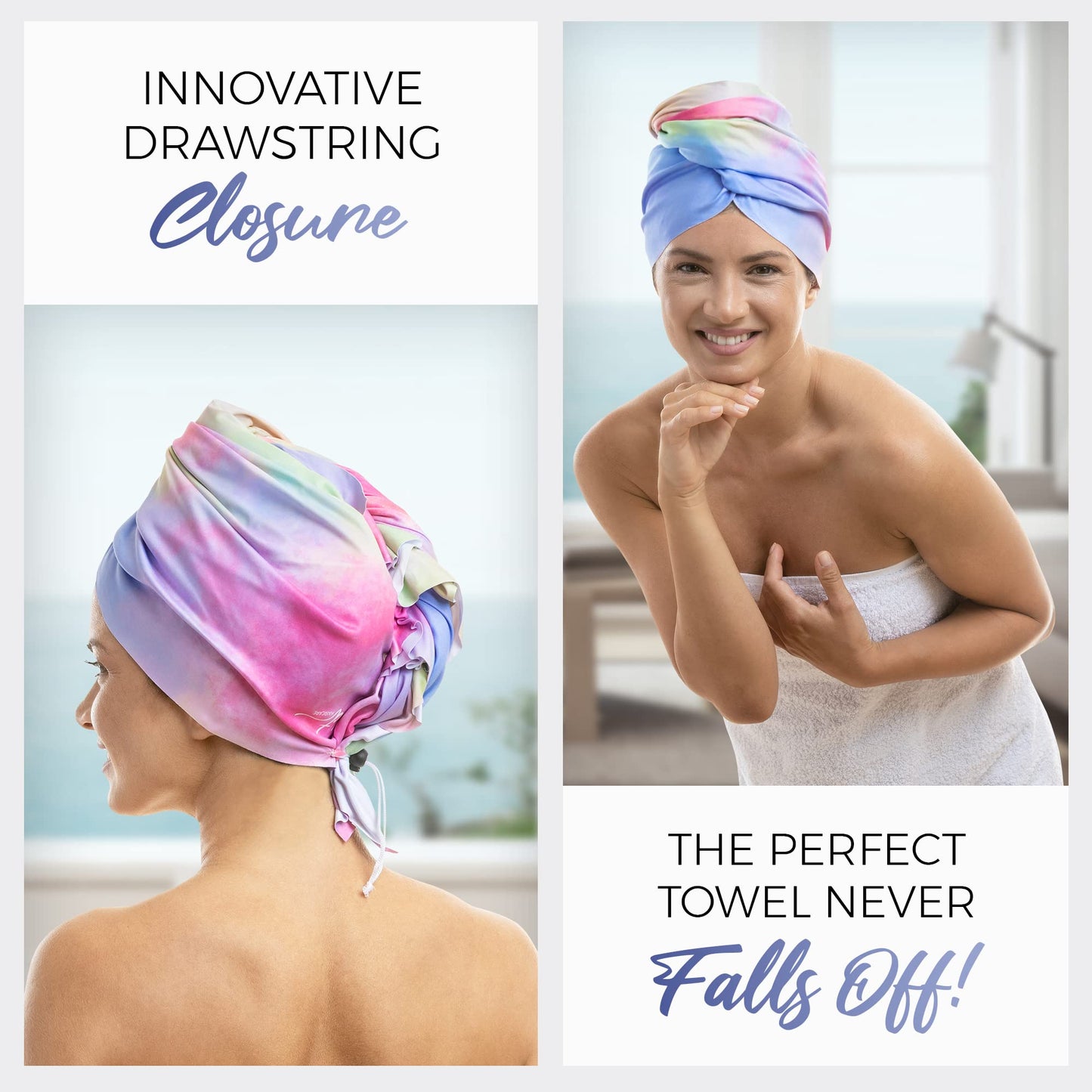 THE PERFECT HAIRCARE Microfiber Hair Plopping Towel Set – Super Absorbent Anti-Frizz Hair Drying Wrap + 2 Curl Scrunching Towels – Fast Drying, Lightweight Wrap for Women, Girls & All Hair Types